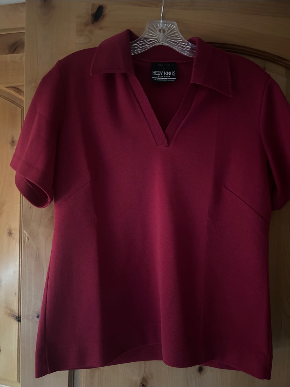 Women's Short-Sleeve Polo Tee in Deep Wine